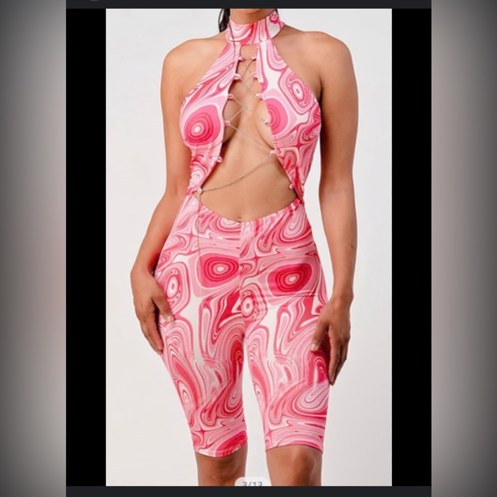 Pink swirl romper
